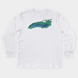 Lake Ontario Topographical Map Kids Long Sleeve T-Shirt